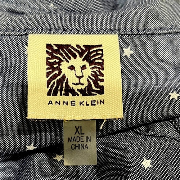 Anne Klein DENIM BLUE Star Print Blouse, CASUAL MOMCORE, WOMEN SIZE XL - Picture 3 of 9